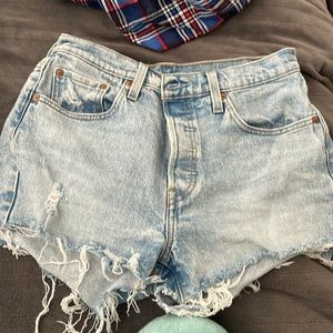 Levi's 501 Cutoff Button Fly Denim Shorts 28 Blue